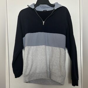 John Galt Brandy Melville Blue Gray colorblock quarter zip pullover